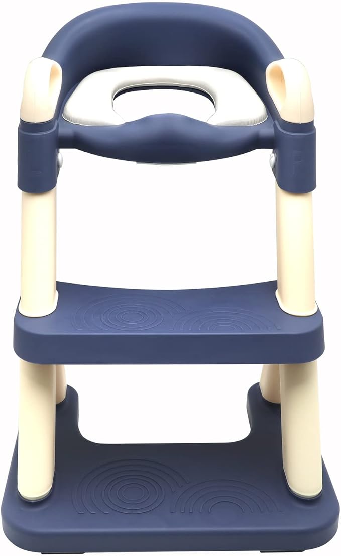 XKMT- Blue Toddler Potty Training Seat Ladder Wider Step Toilet Chair Infant Kid Bathroom Trainer