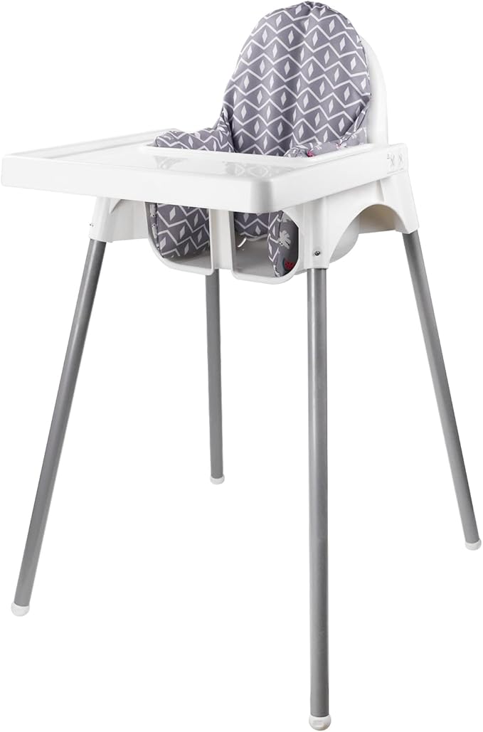 High Chair Cushion, for IKEA High Chair Cushion, Cushion High Chair for IKEA Antilop Highchair, Built-in Inflatable Cushion, Baby Sitting More Comfortable (Grey Crocodile)