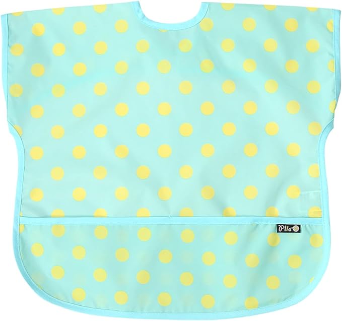 Plie Short Sleeve Waterproof Bib for Toddlers – Easy Clean Feeding Apron for Mealtime, Daycare, Self-Feeding, Lightweight