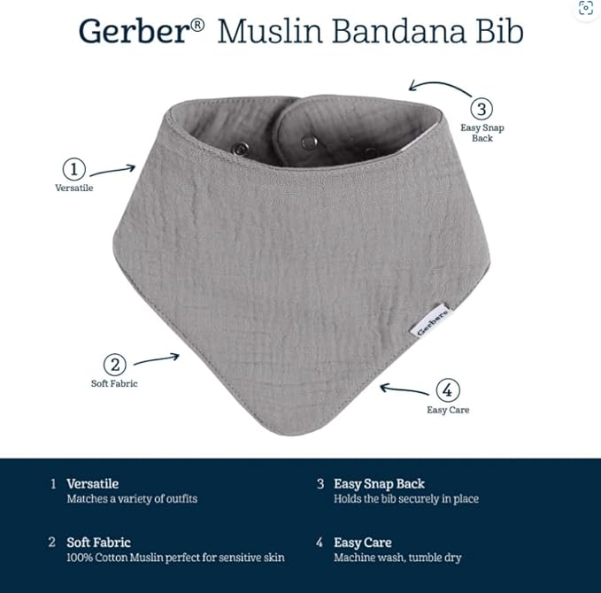 Gerber Baby Muslin Bandana Bibs