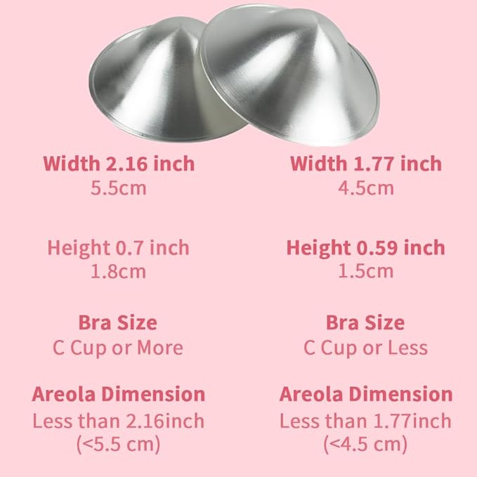 The Original Silver Nursing Cups, Nipple Shields for Nursing Newborn, Nipple Guards Protector for Breastfeeding, Breast Feeding Essentials, Trilaminate 999 Silver (Large (5.5 * 1.8cm))