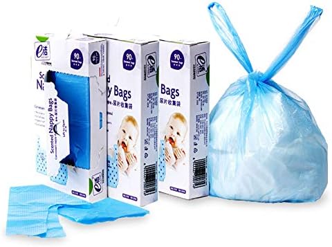 Diaper Disposal Bags for Baby,On The Go,Fresh Light Baby Powder Faint Scented,Easy Tie Handles, Diaper Bags Disposable for Diaper Sacks Poop Pet Trash Bags Or Dirty Costumes, 270 Bags, Blue