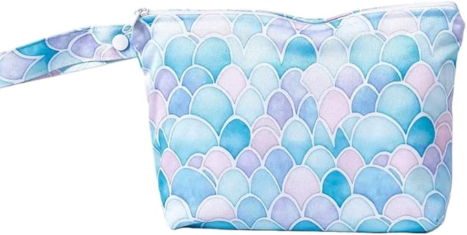 Waterproof Wet Bag with Wrist Strap, Reusable Zippered Pouch for Beach, Swim & Travel, Compact Cosmetic Toiletry Organizer Bag, 7.9 * 9.5 * 2 inches