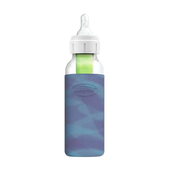 Dr. Brown's Options+ Narrow Glass Bottle Sleeve, 100% Silicone, Glow-in-the-Dark, BPA-Free, 8 oz, 1-Pack