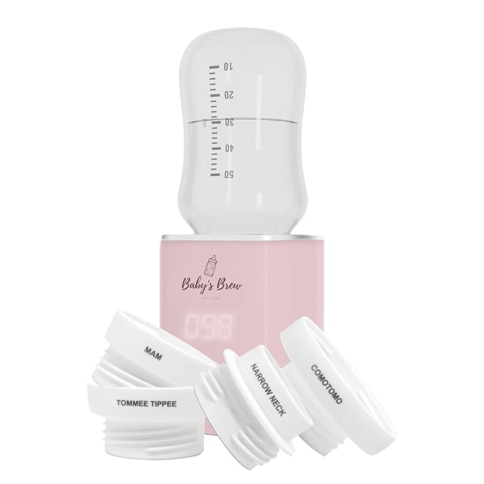 Baby's Brew Portable Bottle Warmer with Adapter Set – Cordless Baby Bottle Warmer for Breastmilk & Formula, Rechargeable, Leak-Proof, Travel-Friendly Milk Warmer, Pink