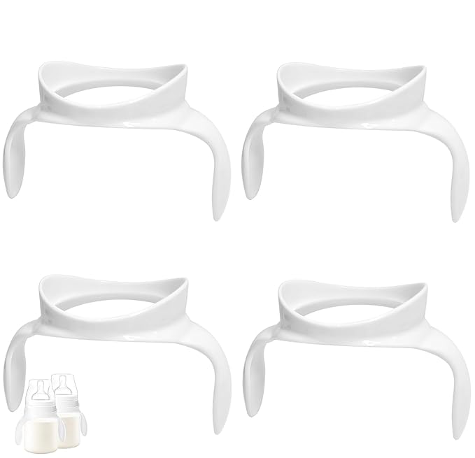 Baby Bottle Handles Compatible with Lansinoh Baby Bottles, Ergonomic Bottle Holder for Newborn, 4 Pack (White)