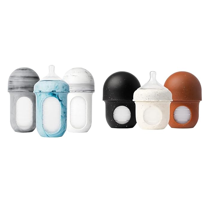 Boon Nursh Reusable Baby Bottles - Collapsible Silicone Pouch Design, Everyday Essentials