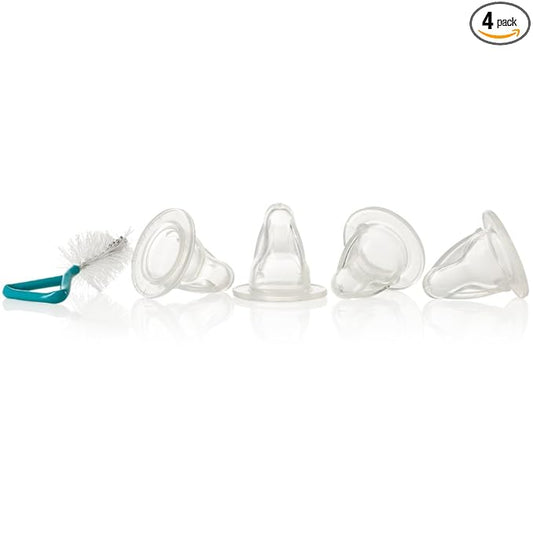 Evenflo Zoo Friends 4 Count Silicone Anatomic Nipple with Brush, X-Cut