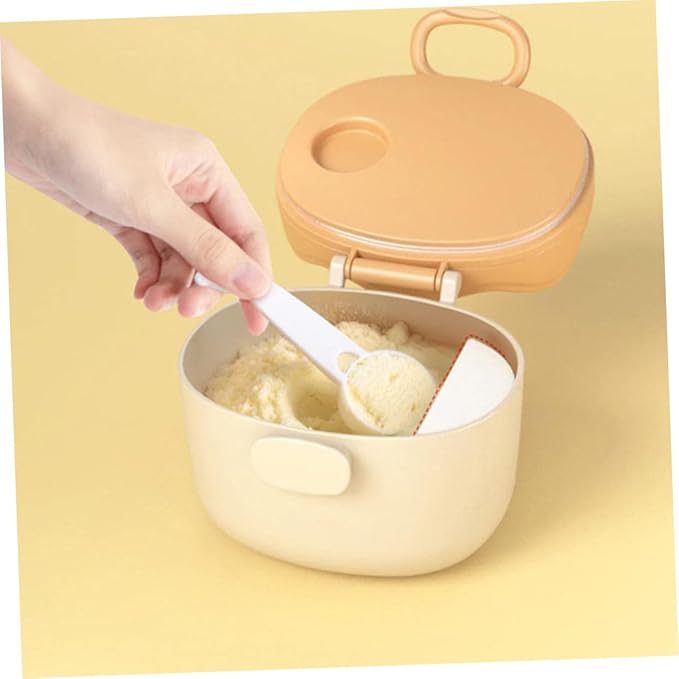 Kisangel 1pc Baby Milk Dispenser with Scoop Portable Formula Holder Snack Storage Containers for Travel, Daycare and Outdoor Activities(Dark Yellow)