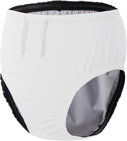Youth Special Needs Reusable Swim Diapers Swimwear for Incontinence Cloth Diaper Covers Waterproof,Leakproof, Unisex (White, 10-12T)