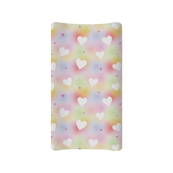 Baby Stretchy Changing Pad Cover, Breathable Changing Pad Cover for Infants and Toddles, Tie Dye Hearts Print 16 * 32 Inches