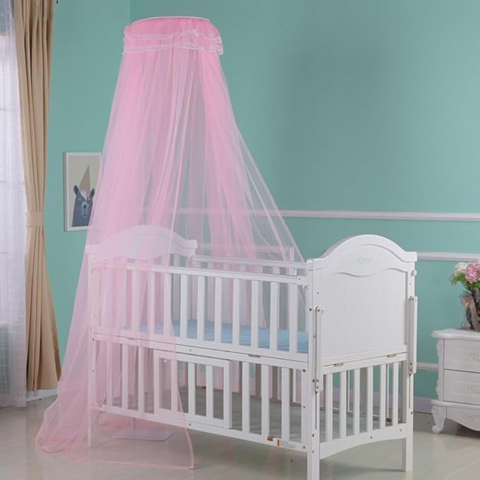 haozaikeji Baby Crib Mosquito Net Breathable Crib Canopy Netting Baby Bed Cot Mosquito Net Hanging Dome Canopy (Without Stand)