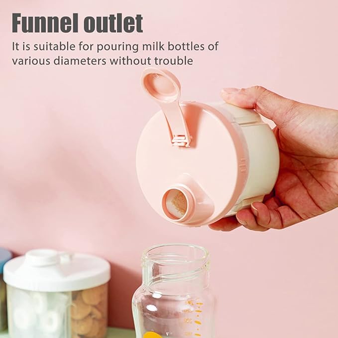 Baby Formula Dispenser - Portable Milk Powder Box, 200ML Large-capacity Milk Powder Storage Box Powder Dispenser Food Storage 4 compartment Container (Pink)