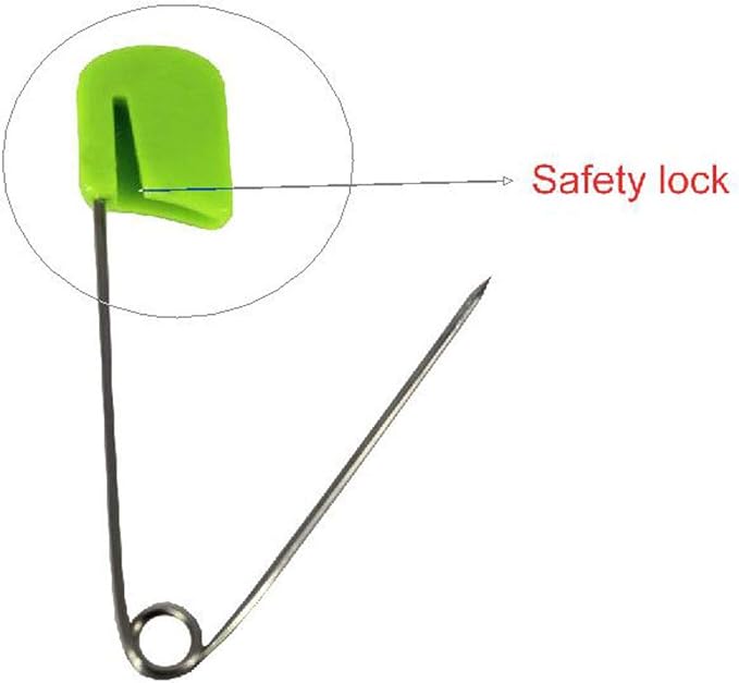 1Box(100Pcs) 5Colors 55mm/ 2.2 Inch Safety Pins Plastic Head Stainless Steel Diaper Pins Safety Locking Cloth Diaper Nappy Pins