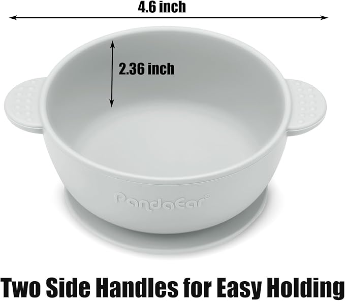 PandaEar 3 Pack Silicone Baby Bowls with Suction – Stay Put Silicone Bowls for Toddlers & Kids – Unbreakable First Stage Self Feeding Supplies – BPA-Free Infant Feeding Set (Blue/Green/Grey)