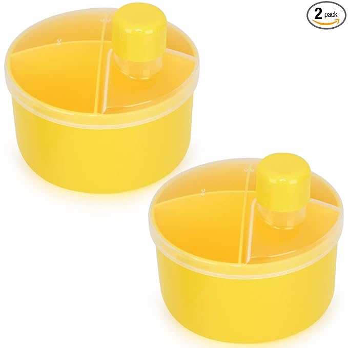 Accmor Formula Dispenser On The Go, Non-Spill Rotating Four-Compartment Formula Container To Go, Milk Powder Snack Storage Container for Infant Toddler Travel Outdoor, Yellow, 2 Pack