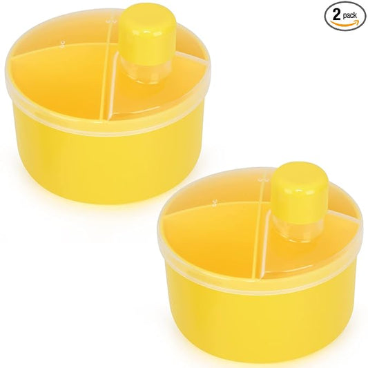 Accmor Formula Dispenser On The Go, Non-Spill Rotating Four-Compartment Formula Container To Go, Milk Powder Snack Storage Container for Infant Toddler Travel Outdoor, Yellow, 2 Pack