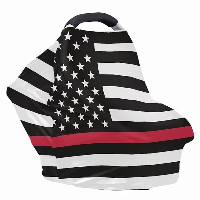 Coldinair US Flag Car Seat Cover for Babies Boys Girls,Nursing Cover,Soft Stretchy Infant Carseat Canopy,Shopping Cart/High Chair/Stroller Covers