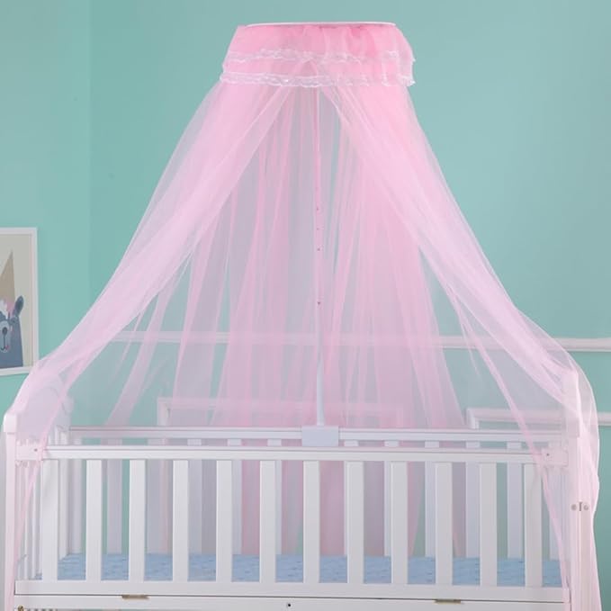 haozaikeji Baby Crib Mosquito Net Breathable Crib Canopy Netting Baby Bed Cot Mosquito Net Hanging Dome Canopy (Without Stand)