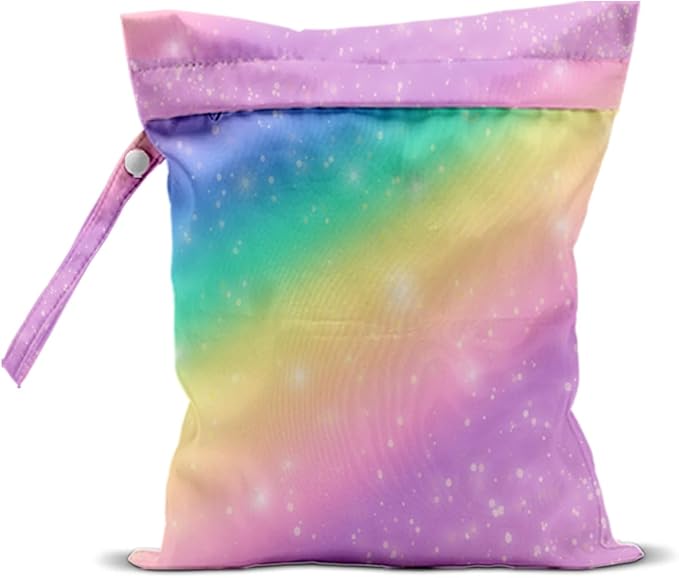 Colorful Rainbow Leopard Wet Bag Waterproof Washable Reusable Wet Dry Bag for Swimsuit Clothes Cloth Diaper Travel Pool Yoga Gym Toiletries Summer Gift for Baby Women Friend