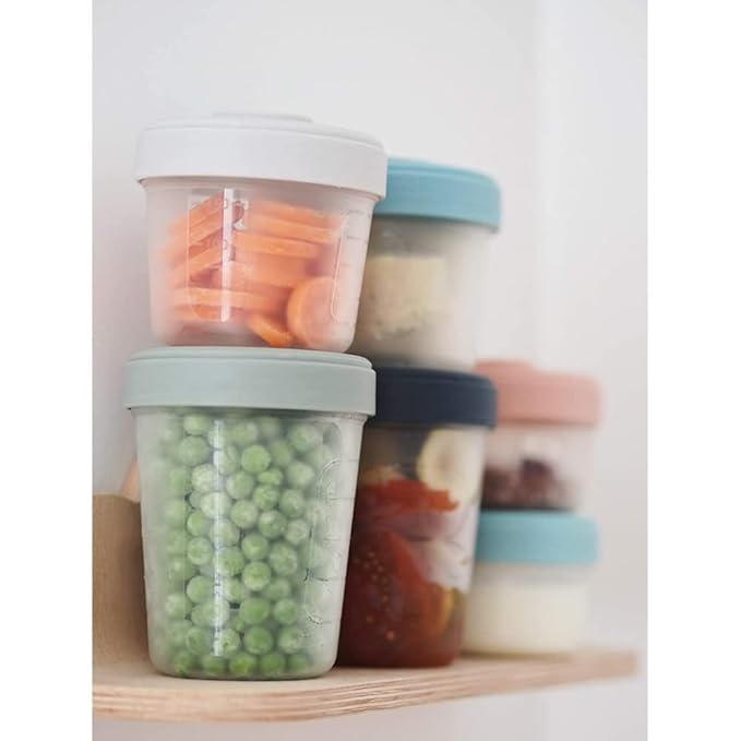 Askshy Béaba, Lot de 6 Portions Conservation Clip, Pots empilables et emboîtables, 100 Pour Cent hermétique, Graduation, Zone marquage, Congélation, Conservation Lait Maternel (6 x 250 ml)