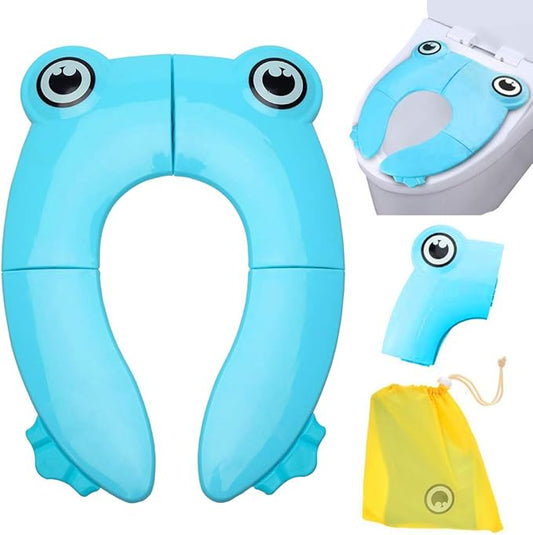 Folding Large Non-Slip Potty Training Seat for Boys and Girls, Travel Portable Reusable Toddlers Toilet Seat Covers Liners Fits Round & Oval Toilets with Carry Bag