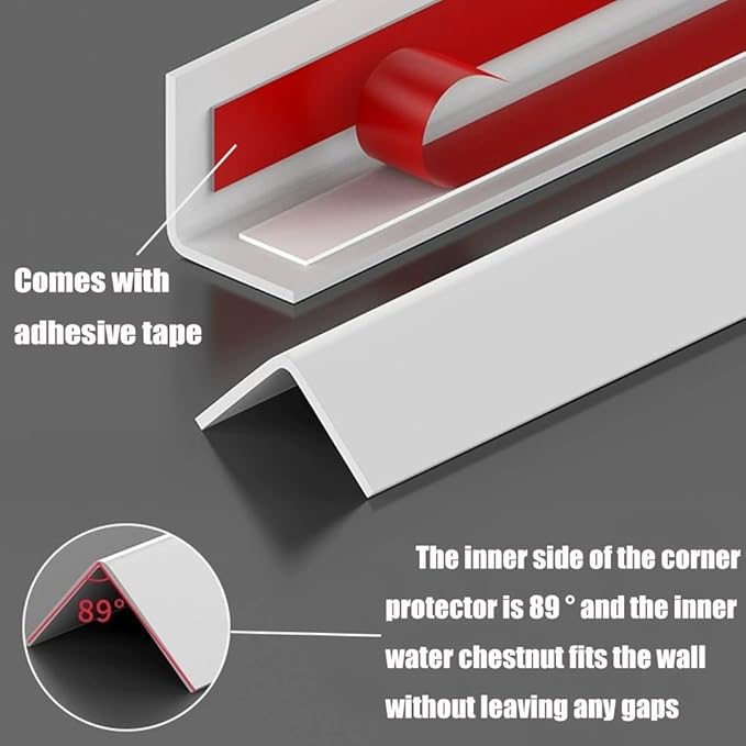 White Self Adhesive Wall Corner Protector 10 Pcs PVC Corner Guards Edge Protector for Wall, Furniture Corner, Door Easy to Install for Baby