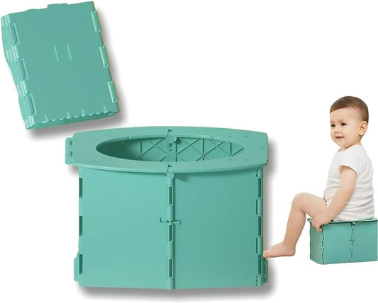 VUFVOID Travel Potty for Kids, Reusable Portable Folding Potty for Toddler, Travel Foldable Toilet for Travel Outdoor Camping, Toddler Potty Seat for Baby Training (Green)