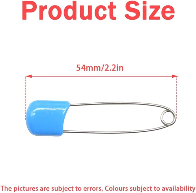 50 PCS Safety Pin 54mm/2.2in Baby Diaper Pins for Cloth Plastic Head Baby Pins for Diapers Stainless Steel Cloth Pins with Locking Closures Nappy Pin for Crafts（DT/Blue）