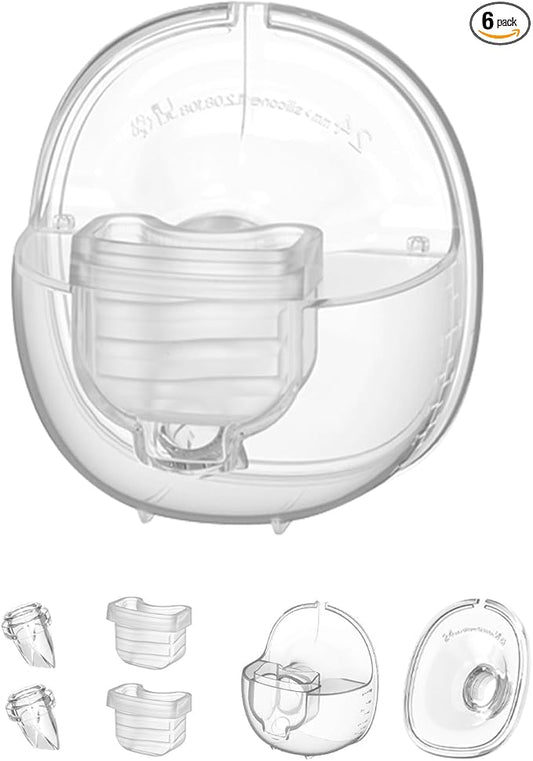 Wearable Breast Pump Accessories, Replacement Pump Parts Flange 24mm, Duckbill Valve, Silicone Diaphragm, Milk Collector Cup Compatible with MOMMED S18 S21