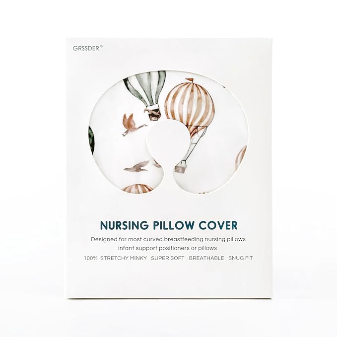 GRSSDER Nursing Pillow Cover Stretchy Minky Removable Nursing Covers for Breastfeeding Pillows, Ultra Soft Comfortable Slipcover for Boy and Girls, Balloon