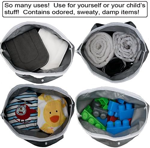MOM & BAB Wet Bags for Baby | Travel | Cloth Diapers | Swimsuits and Towel | Wet Dry Bag for Breast Pump Parts, Gym, Yoga | Water & Odor Resistant (Blue&Gray)