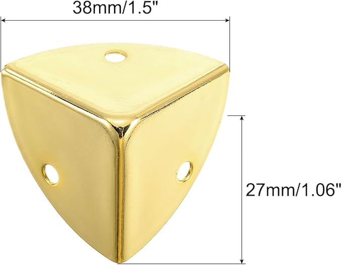uxcell 8 Pcs Decorative Box Corner Cover, 28mm Metal Edge Guard, Furniture Corner Edges Protector with Screws, Light Gold