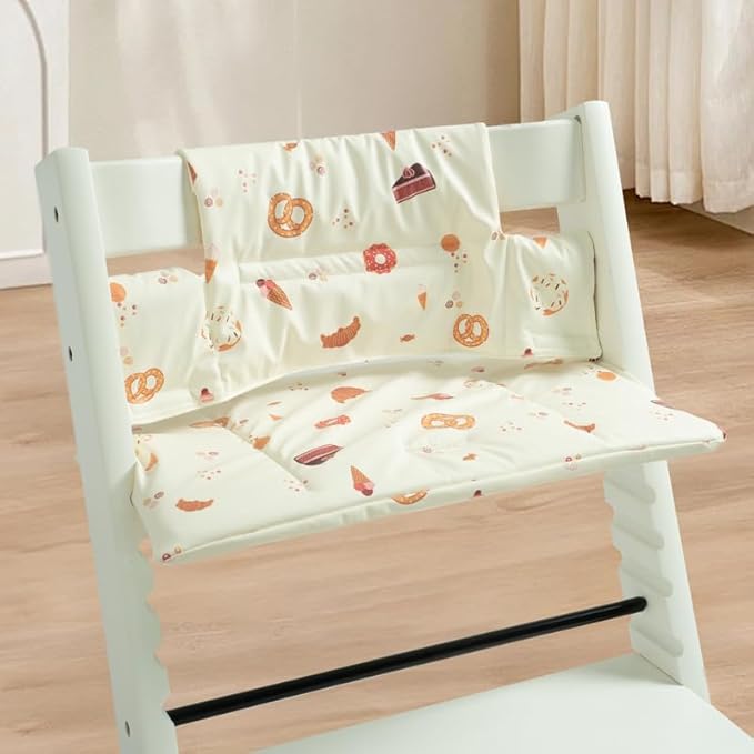 Baby Cushion Set Soft and Comfort High Chair Cushion for Infant, Toddler High Chair Accessories Easy to Clean and Install, Dessert White