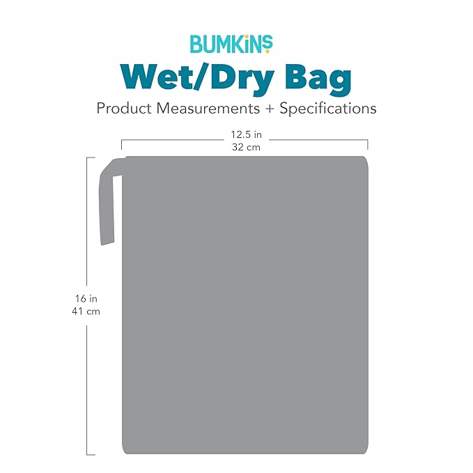 Bumkins Waterproof Wet Dry Bag for Baby, Travel, Swim Suit, Cloth Diapers, Pump Parts, Pool, Beach, Gym Clothes, Toiletry, Hook to Stroller, Daycare, Zipper Reusable Wetdry Packing Pouch, Boho Beige
