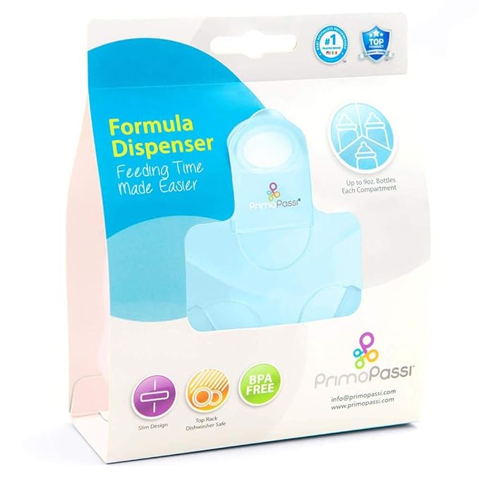 Primo Passi Formula Dispenser | On-The-Go Baby Formula Dispenser | BPA Free Milk Powder Storage Container (Blue)
