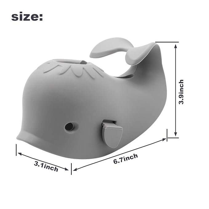 Baby Bathtub Faucet Cover, Faucet Cover Baby Bathtub Spout Cover, Bath Spout Protective Cover, Bathtub Safety Spout Guard, Baby Safety Protection Silicone Kit, Grey Whale Protector