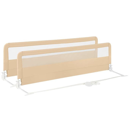 Costzon Bed Rail for Toddlers, 2 PCS Extra Long Swing Down Safety Bed Guards w/Straps for Convertible Crib, Kids Twin, Double, Full Size, Queen & King Bed, Folding Bed Rails for Baby (71-Inch, Beige)