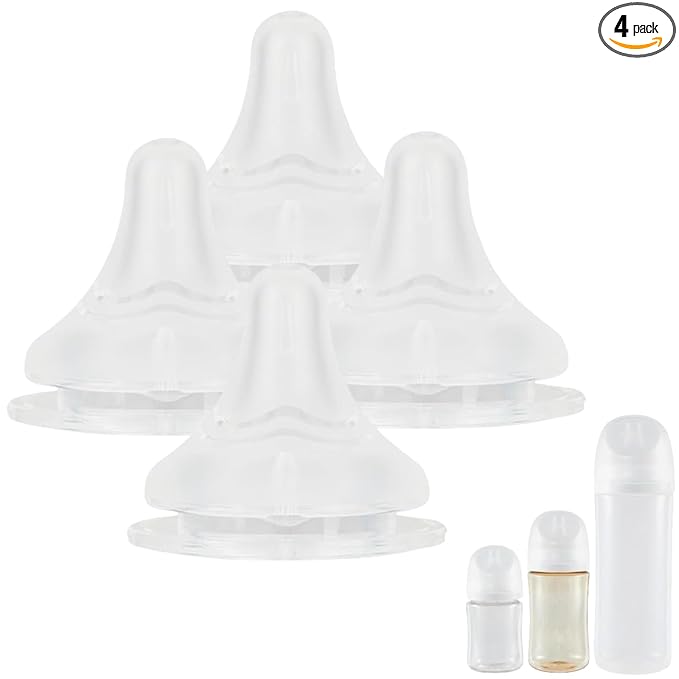 Compatible with Pigeon Nipple,4Pcs Compatible with Pigeon Bottle Nipple,Fast Flow,Fit for PigeonLL Nipple9+ Months with Latch-On Line & Natural Feel