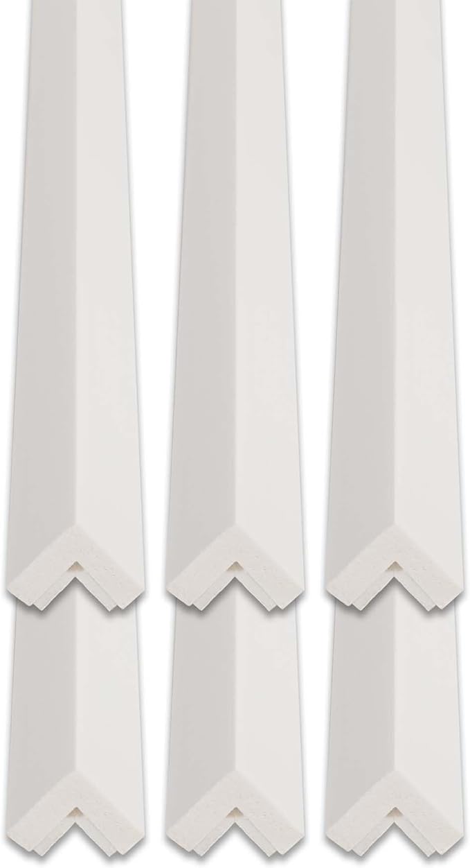 Outwater White 3/4" X 3/4" Wall Corner Protector Trim with Adhesive, 8FT Length, 6 Pack