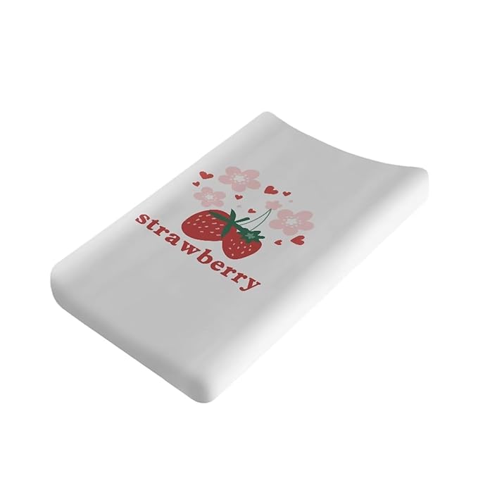 Breathable Diaper Changing Pad Cover for Baby Girls and Boys, Soft Changing Table Sheets 16 * 32 Inches, Strawberry