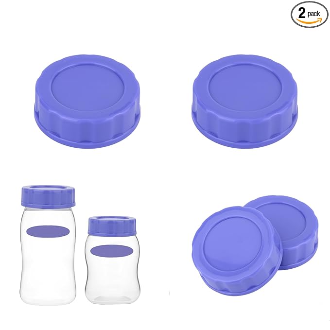 Gosknor 2pcs Baby Bottle Caps for Pigeon & Lansinoh Bottles, Leak Proof Travel and Storage Lids Replacement (Purple)
