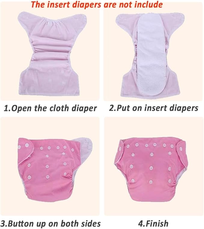 Baby Washable Reusable Cloth Diapers,7pcs