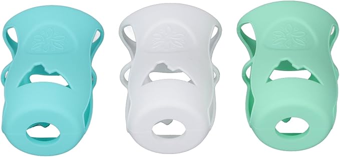 240ml Glass Baby Bottles Silicone Sleeve, Shatter Proof Bottle Cover with Anti Flowing, Insulate Warmers, Cute Design for Glass 8 oz Series, Deformation (White+Light