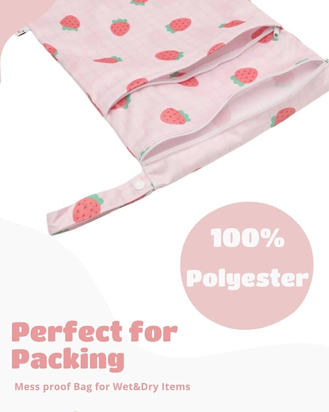 Wet Dry Bag Reusable Waterproof Swimming Bag Travel Beach Pool Yoga Gym Bag for Baby Cloth Diaper Swimsuits Wet Clothes Two Zipper Pockets 3 Pack 3L26