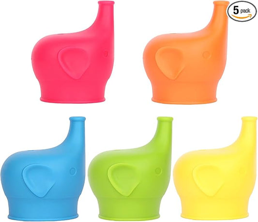 5 Pack Silicone Sippy Cup Lids, Soft Spout Sippy Cups, Reusable Silicone Lids for Cups