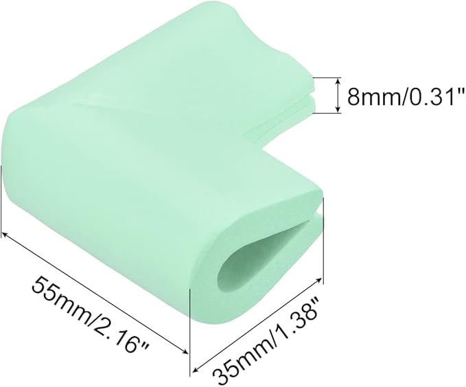 uxcell Corner Guards Edge Protectors, 12Pack U Foam Safety Bumper W Self-Adhesive Tape Furniture Corner Table Edge Guard, 2.16"x1.38"x0.315", Green
