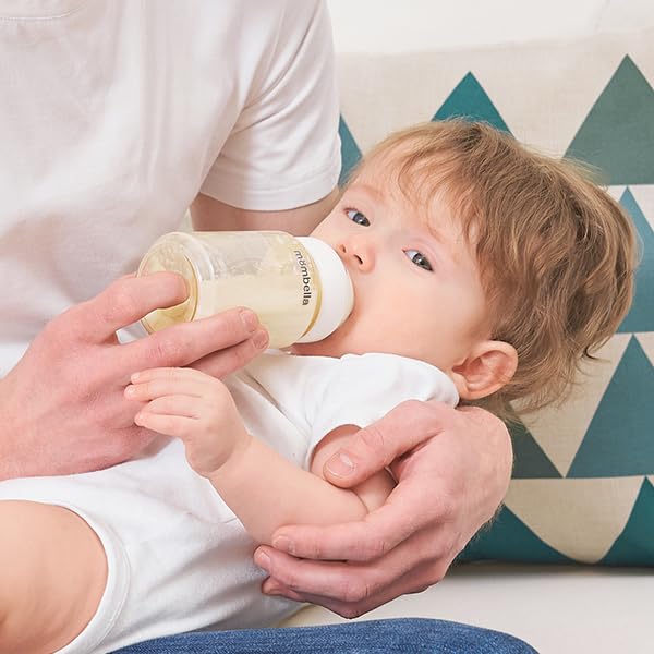 Mombella PPSU Baby Bottles 6oz, Anti Colic Baby Bottle with Slow Soft Silicone Nipple, Milk Bottle for Newborn 0+ Months, Feeding Bottle for Breastfeeding Baby, Ivory