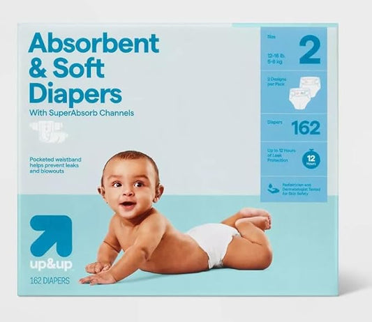 Disposable Diapers - (Size N - 162ct) up&up (Size-2, 162.0, Count)