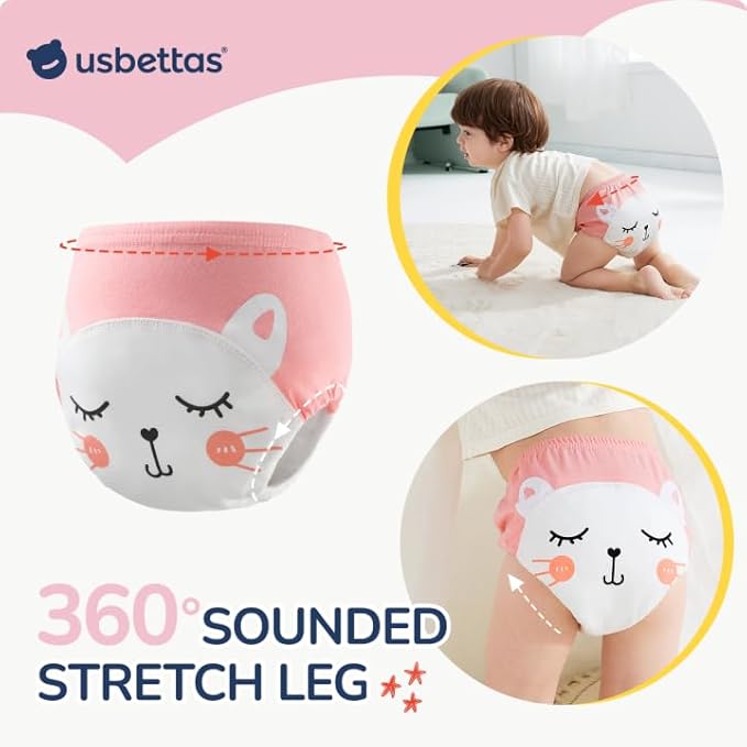Potty Training Underwear for Girls 5T, Soft Cotton Reusable Potty Training Pants for Toddlers 4 Pack,Toilet Training Pants for Girl